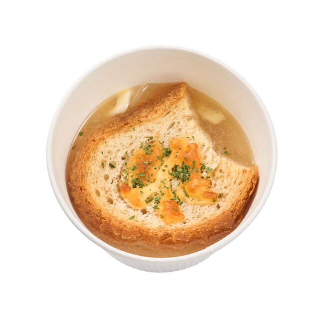 とろけるチーズのオニオングラタン風スープ