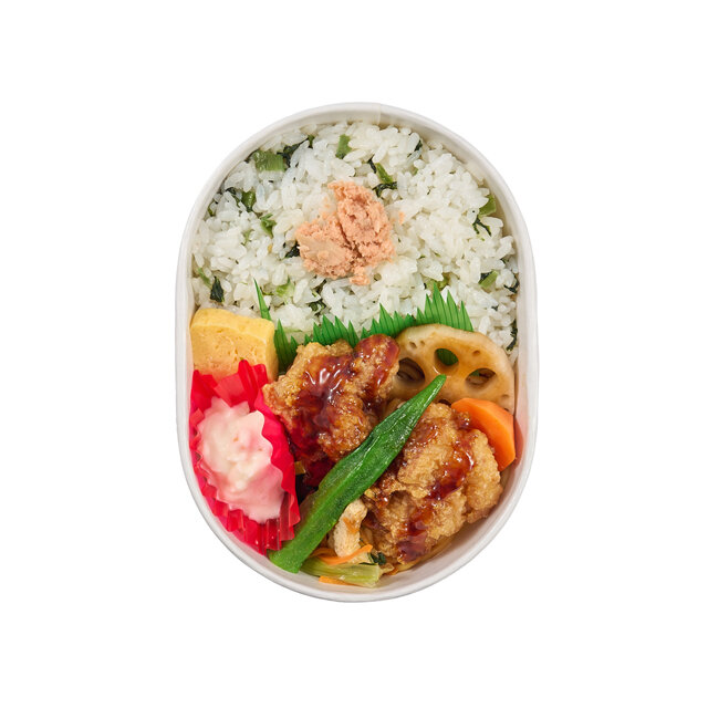 甘辛チキン＆鮭野沢菜ご飯わっぱ弁当