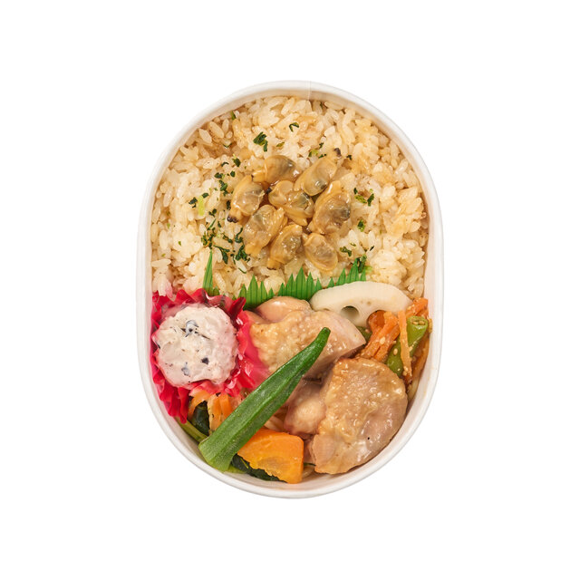 鶏の柚子胡椒焼き＆あさりのせご飯わっぱ弁当