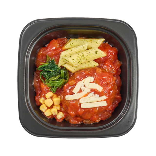 1食分の緑黄色野菜が摂れるトマトハンバーグ丼